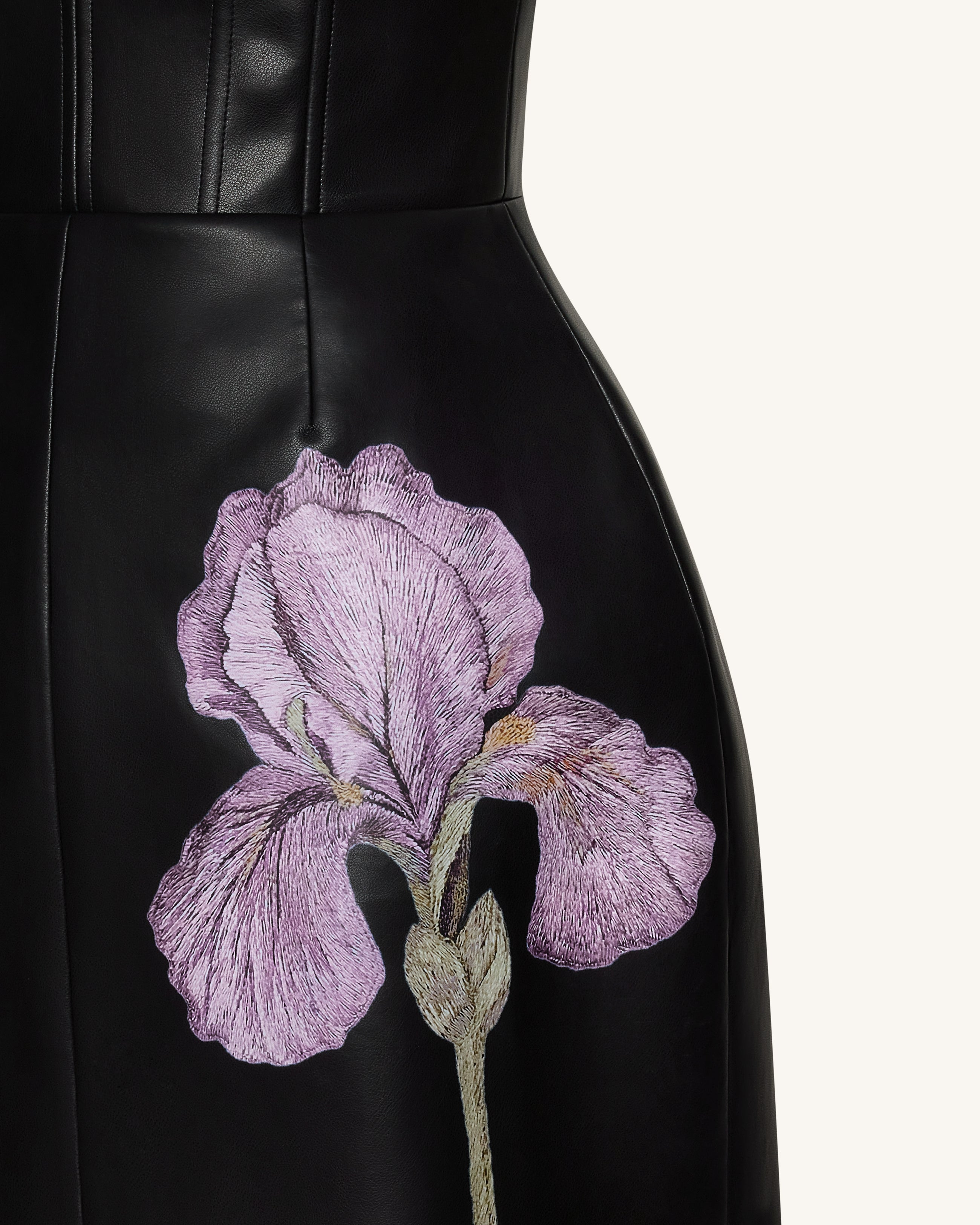 Iris Floral Print Corset Dress - Black