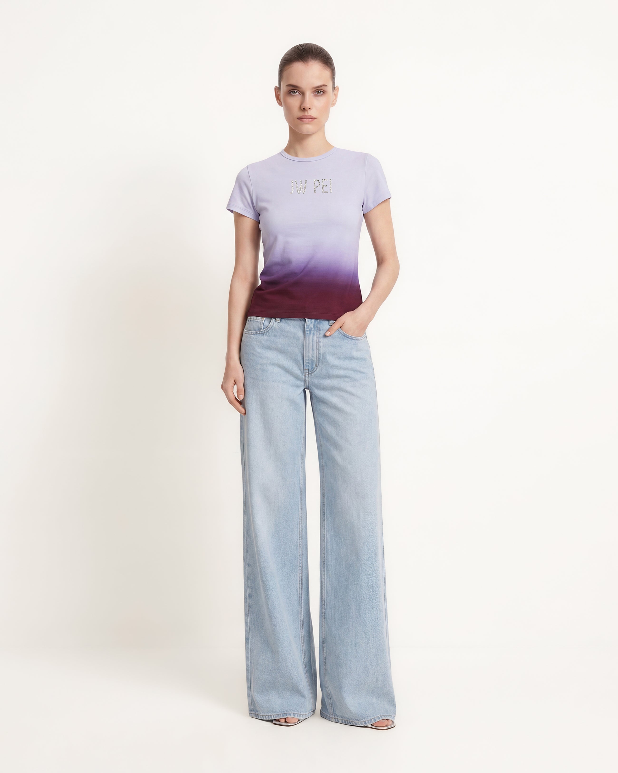 The Glitz Ombre Rhinestone Logo Tee - Plum Twilight