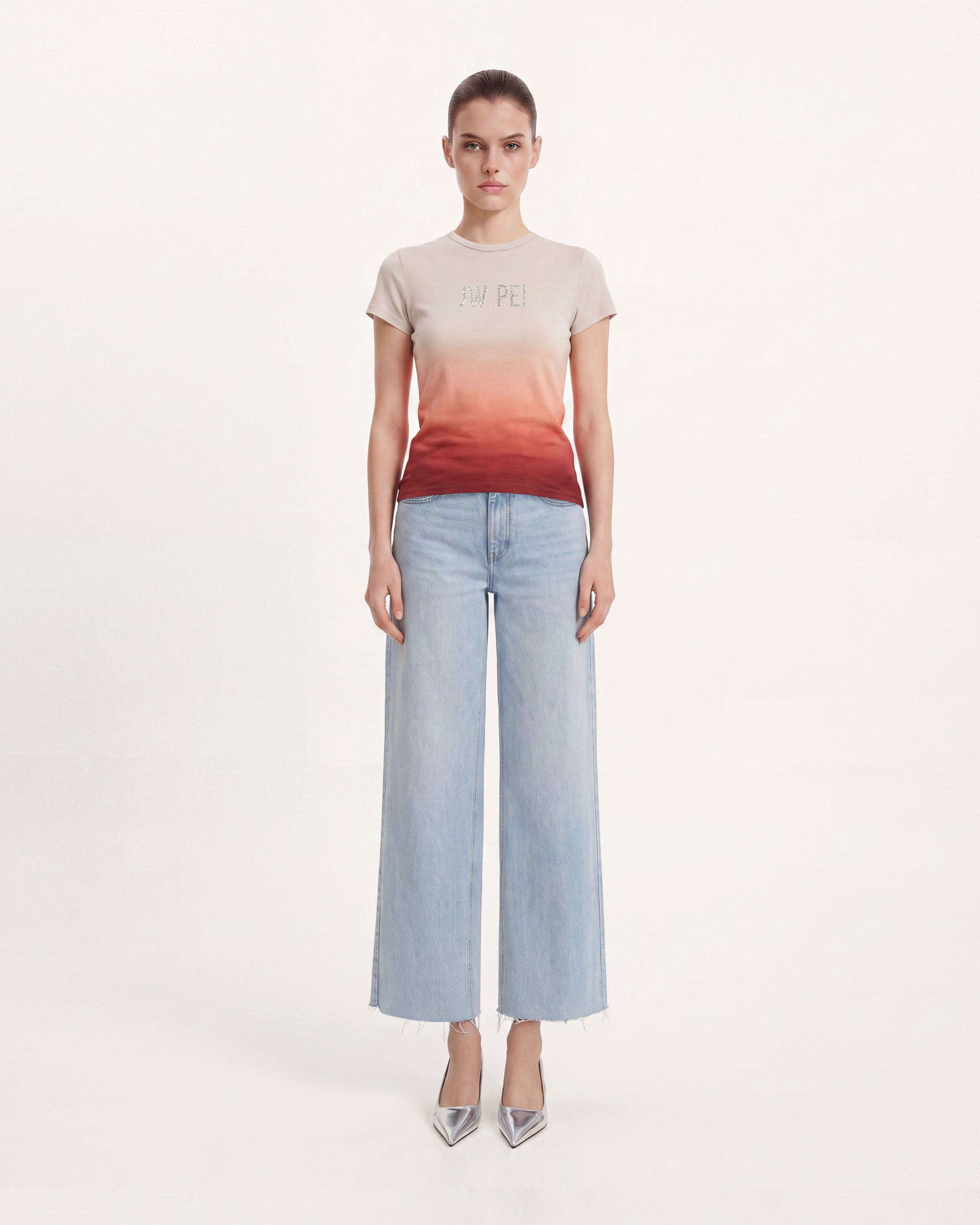 The Luminous Gradient Rhinestone Logo Tee - Mars Mirage