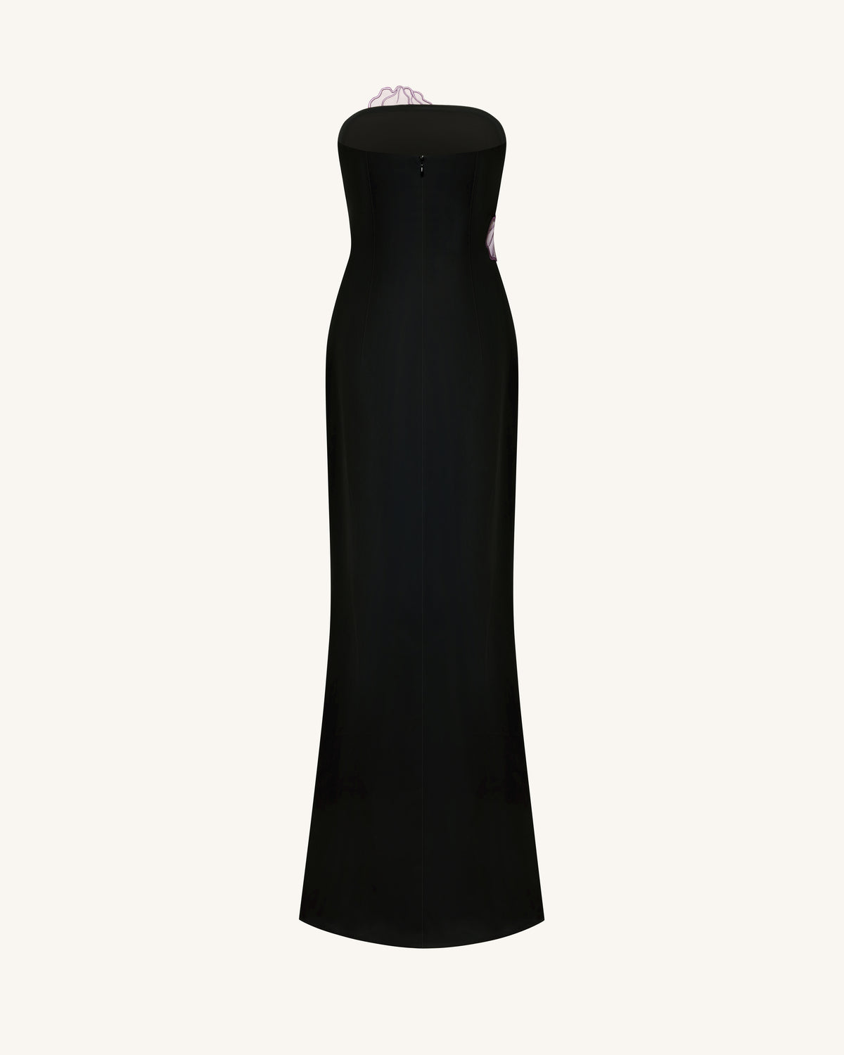 Iris Floral-Appliqué Strapless Maxi Dress - Black