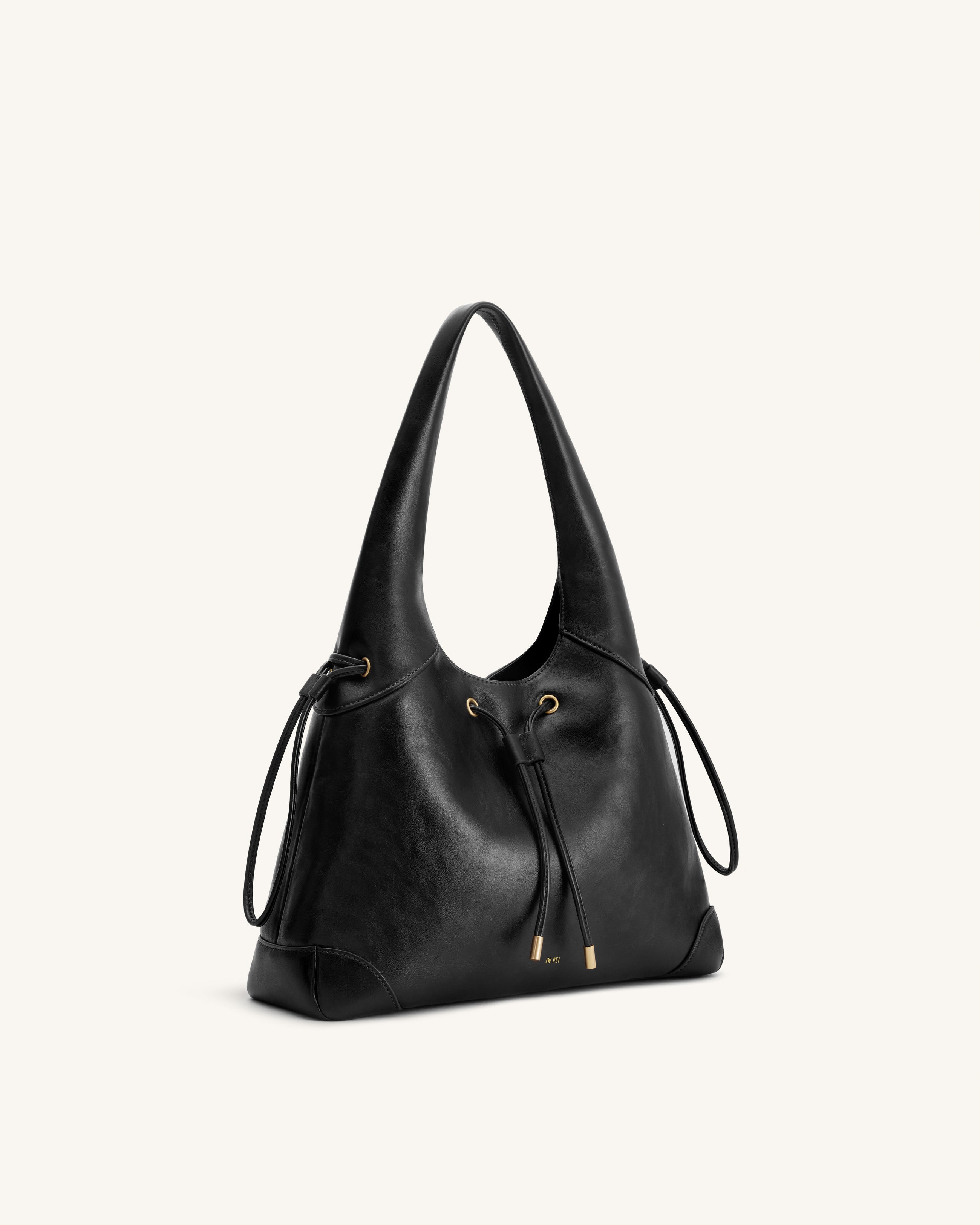 Celandra Drawstring Hobo Bag - Black