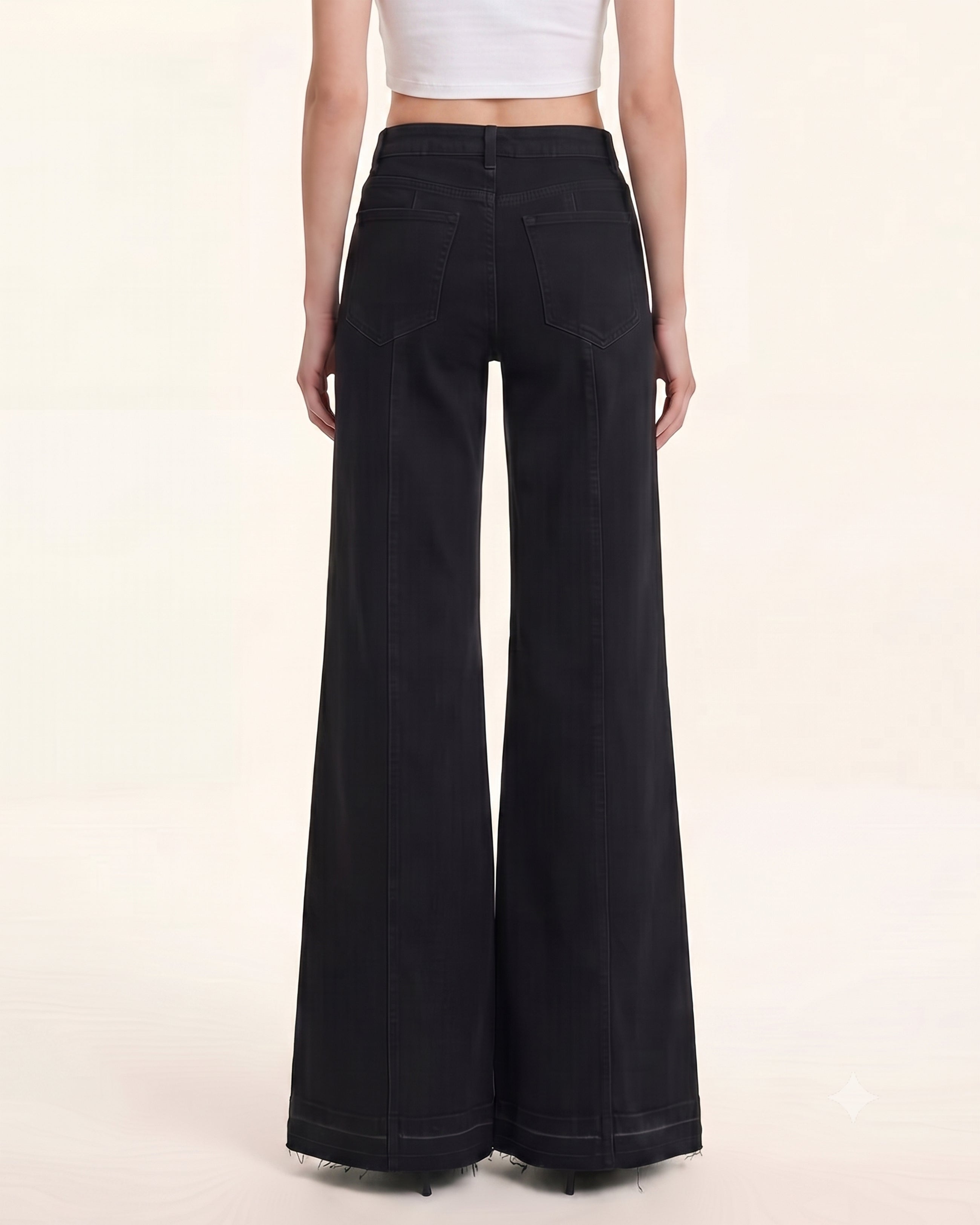 The Midnight Crystal Butterfly Split Fray Jeans - Black