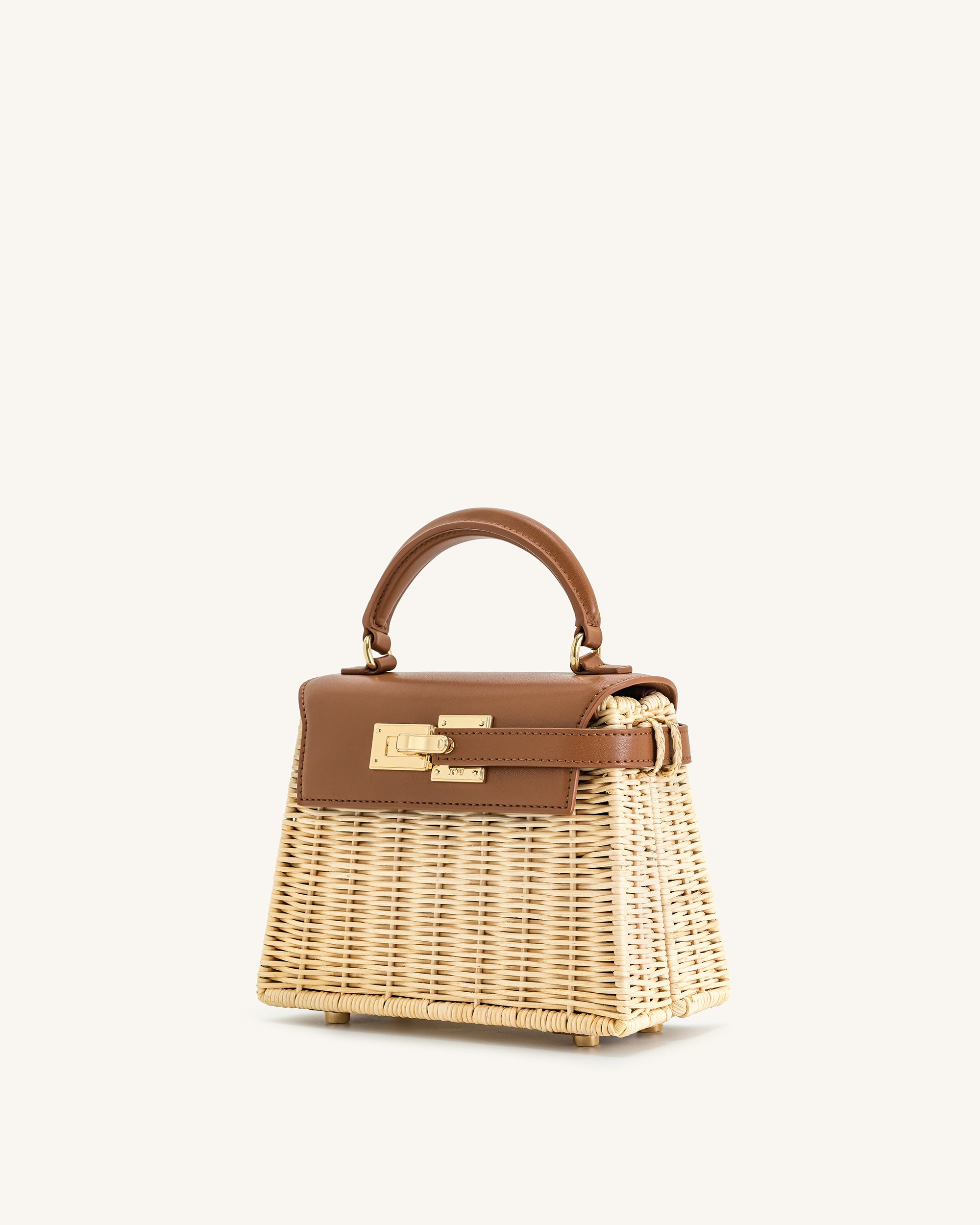 Elise Natural Rattan Weaving Handbag - Brown Rattan