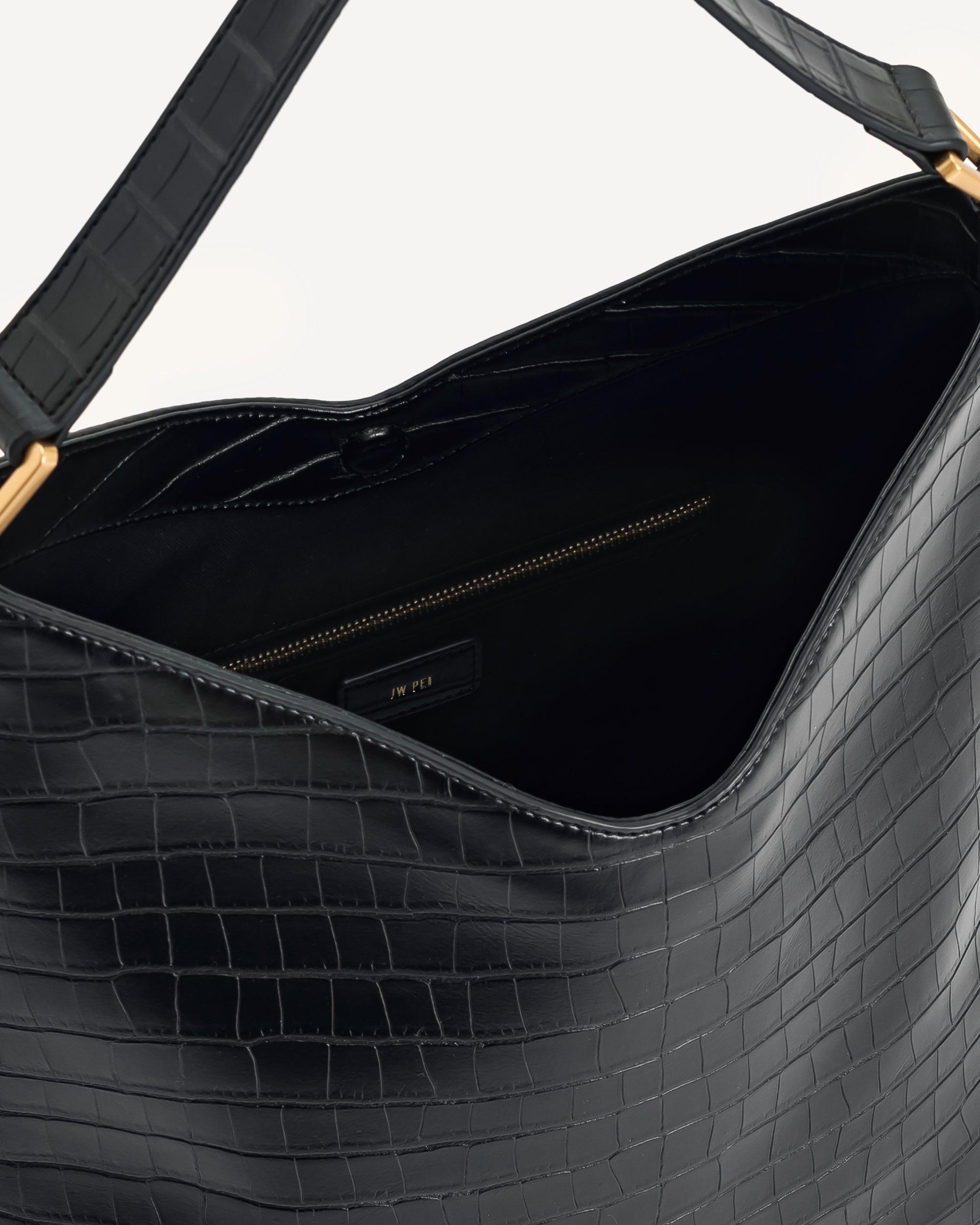 Aria Shoulder Bag - Black Croc