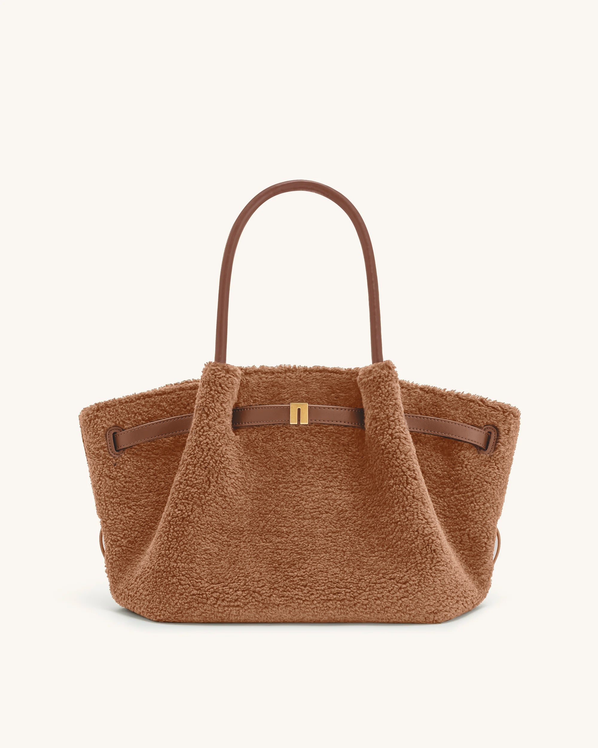 Hana Medium Faux Fur Tote Bag - Coffee Brown
