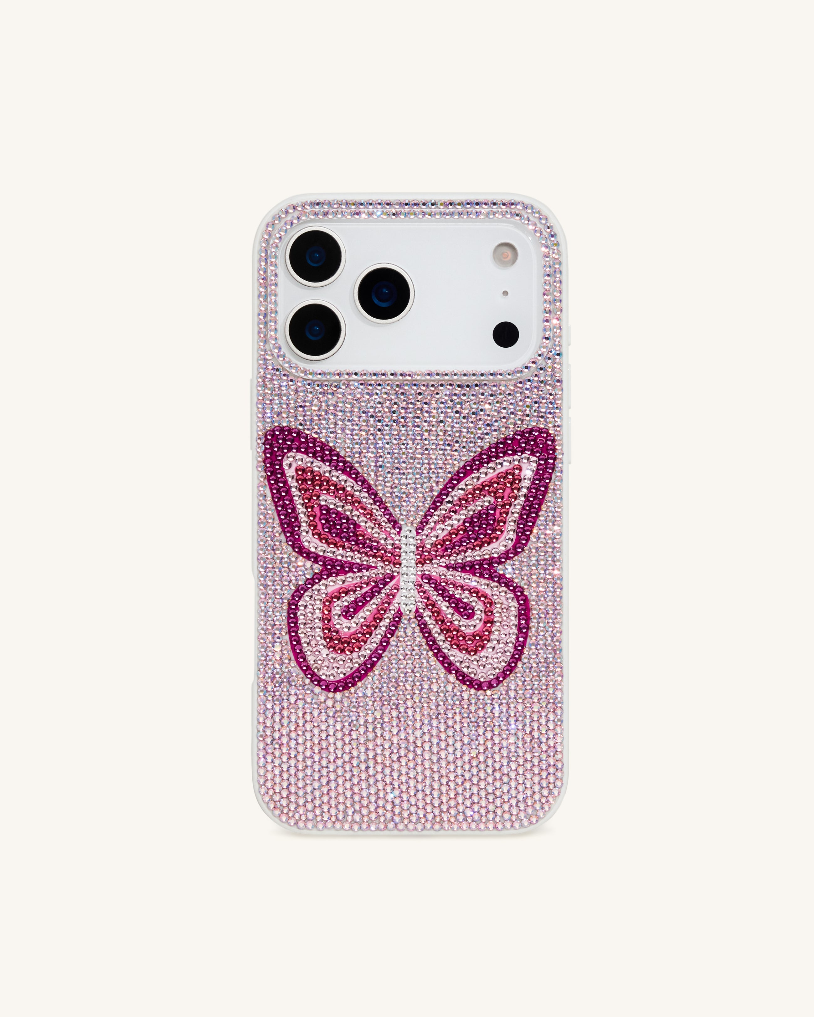 Butterfly Rhinestone Phone Case - Pink