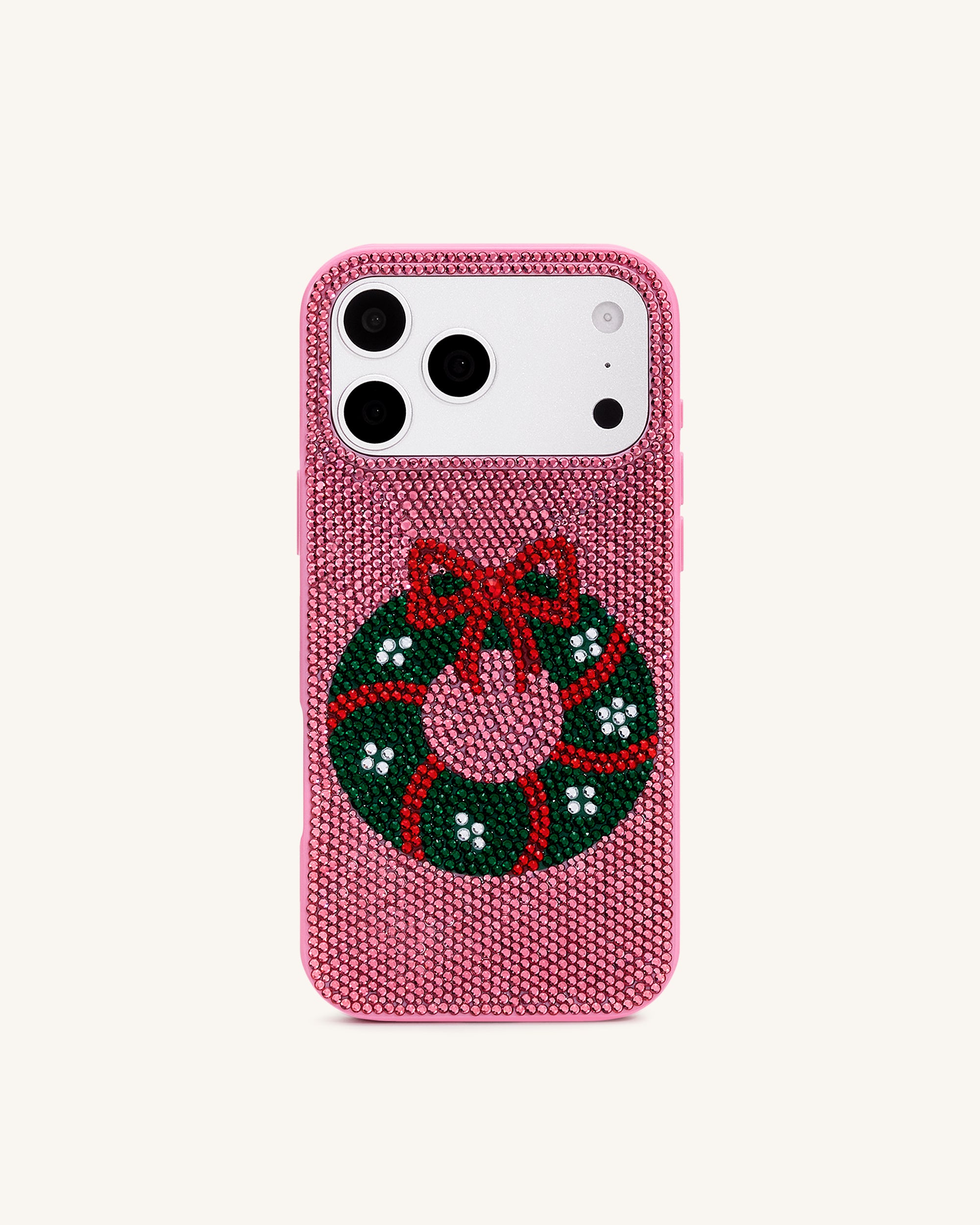Holiday Wreath Bling Phone Case - Pink