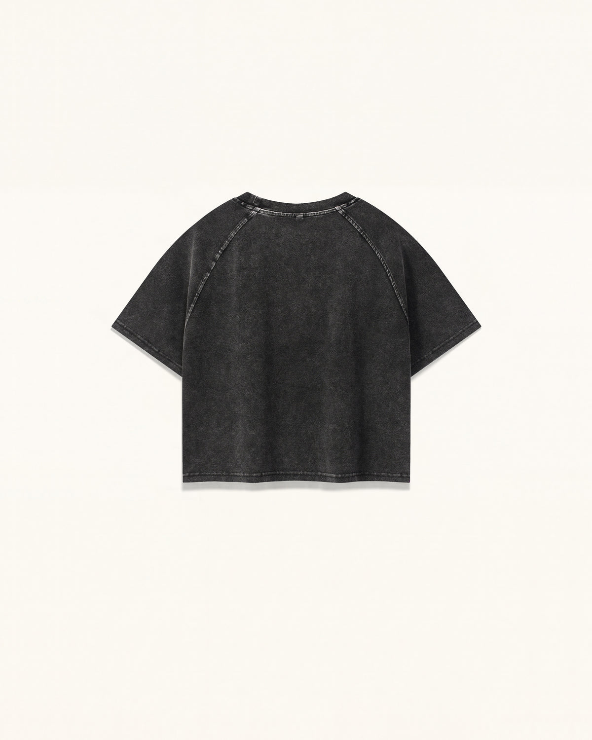 Distressed Raglan Cropped Tee - Faded Obsidian