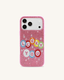Lucky You Artificial Crystal Phone Case - Pink