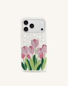 Tulip Faux Pearl Phone Case - White