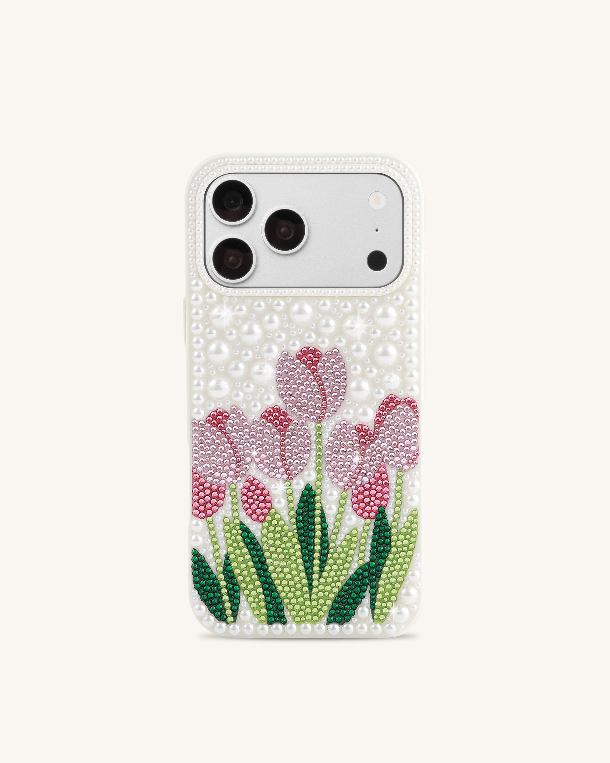 Tulip Faux Pearl Phone Case - White