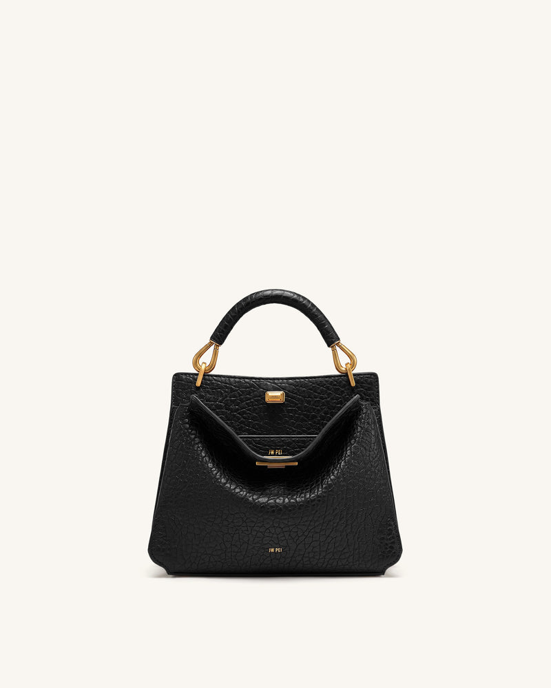 Lucia Elephant-Effect Top Handle Bag - Black