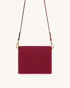 Mini Flap Faux Suede Croc Embossed Crossbody - Burgundy