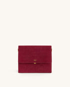 Mini Flap Faux Suede Croc Embossed Crossbody - Burgundy