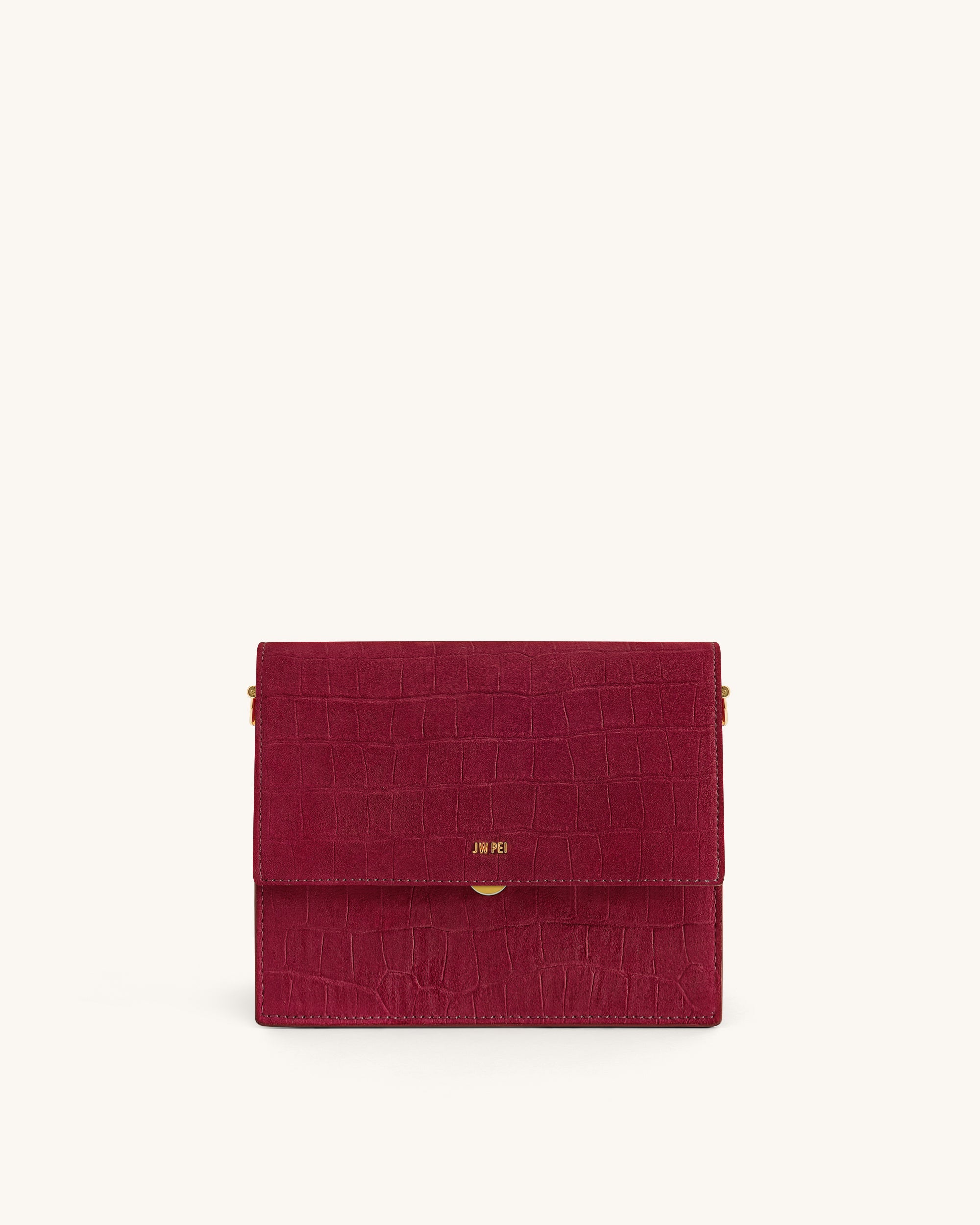 Mini Flap Faux Suede Croc Embossed Crossbody - Burgundy