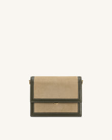 Mini Flap Faux Suede Crossbody - Green