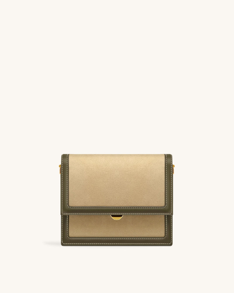 Mini Flap Faux Suede Crossbody - Green