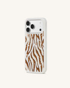 Pearl Zebra Stripe Artificial Crystal Phone Case - White