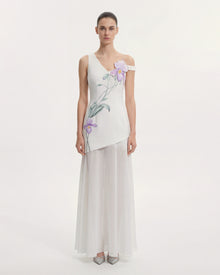 Floral Asymmetric Maxi Dress - White