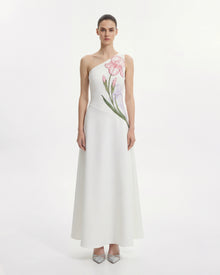 Iris Floral Halter Bodycon Dress - White