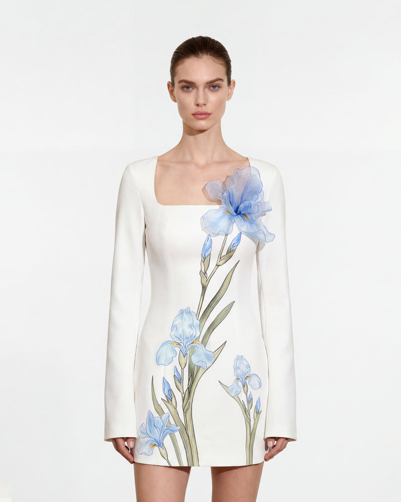 Floral Print Bodycon Dress - White