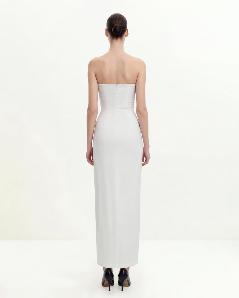 Floral Strapless Maxi Dress - White