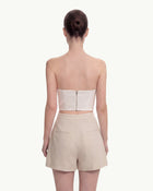 Woven Cotton Tailored Shorts - Beige