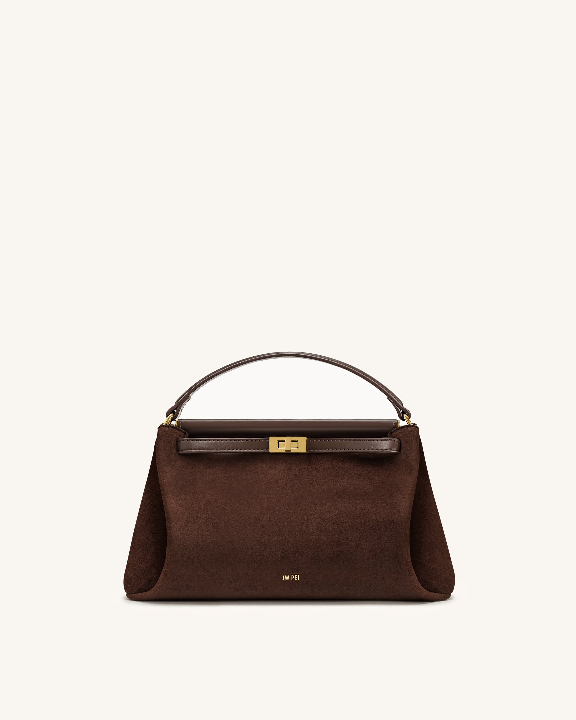 Carmen Faux Suede Top Handle Bag - Dark Brown