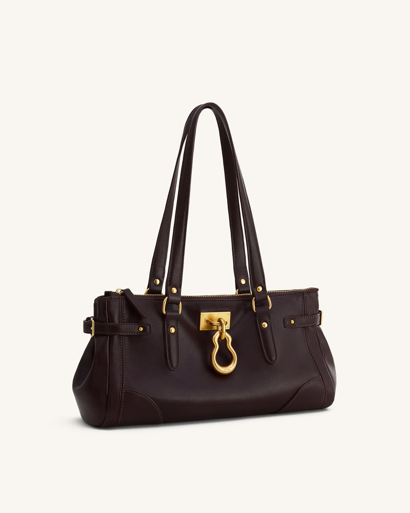 Yvette Elongated Tote Bag - Dark Brown