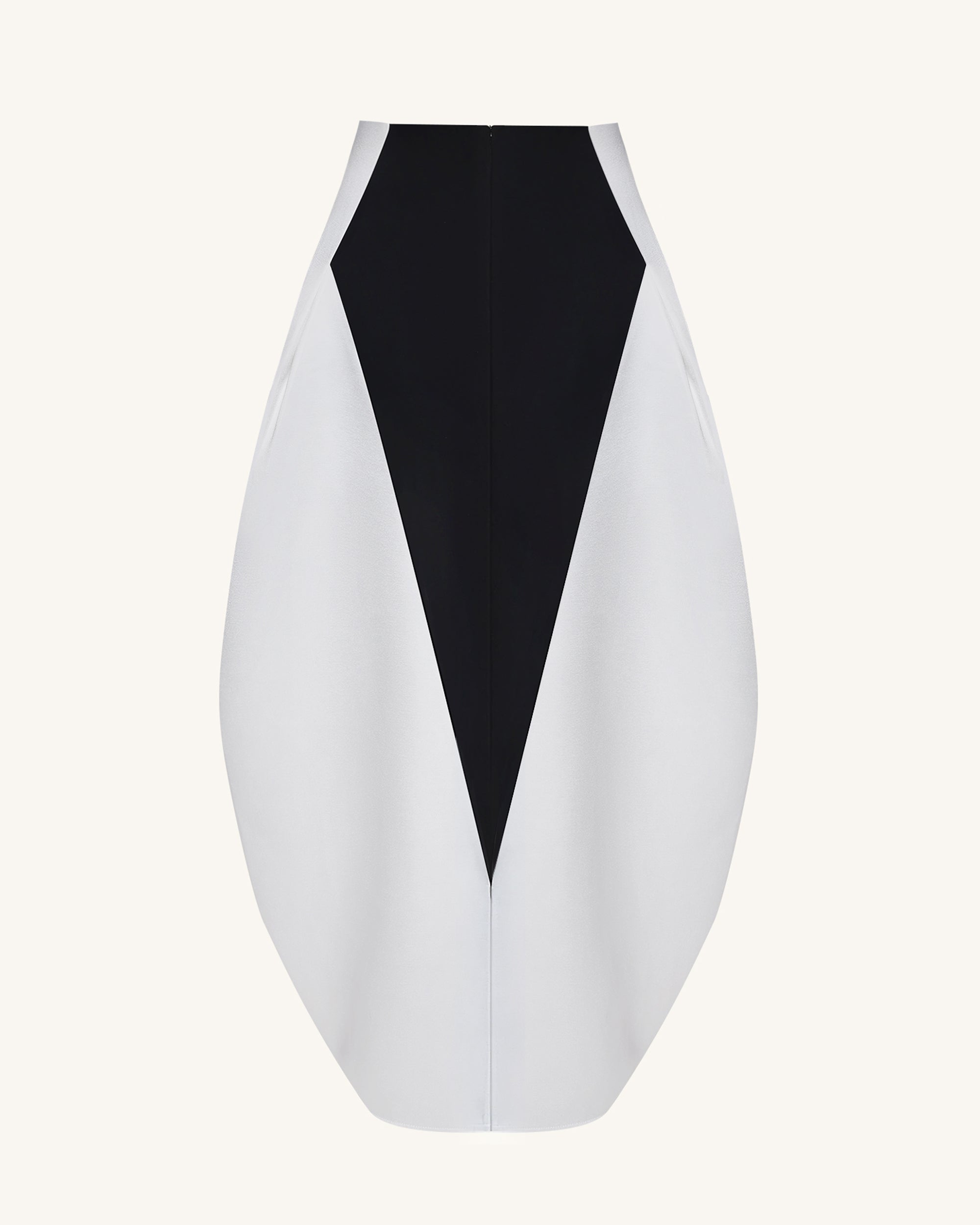 Monochrome Paneled Structured Pannier Maxi Skirt - Black