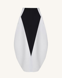 Monochrome Paneled Structured Pannier Maxi Skirt - Black
