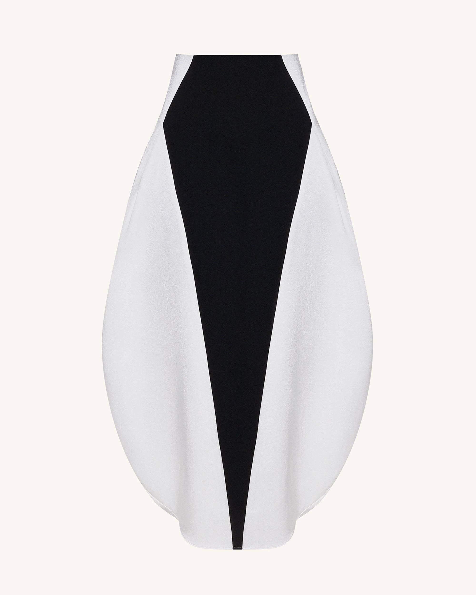 Monochrome Paneled Structured Pannier Maxi Skirt - Black