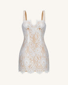 Eyelash Lace Bustier Bodycon Dress - White
