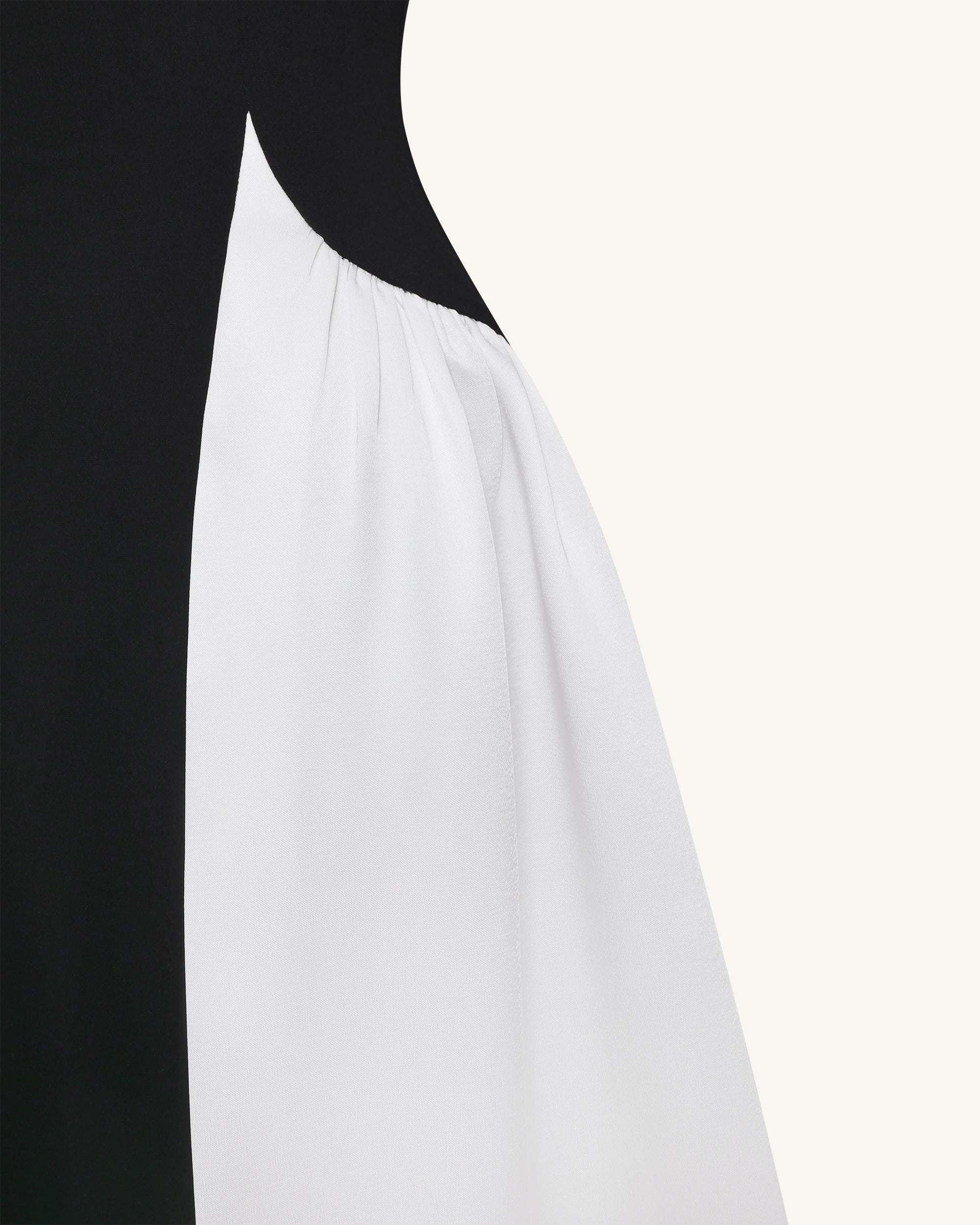 Monochrome Paneled Strapless Sculptural Maxi Dress - Black
