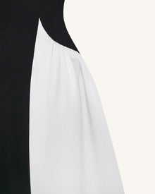 Monochrome Paneled Strapless Sculptural Maxi Dress - Black