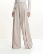 Pleated Wide-Leg Trousers - Beige