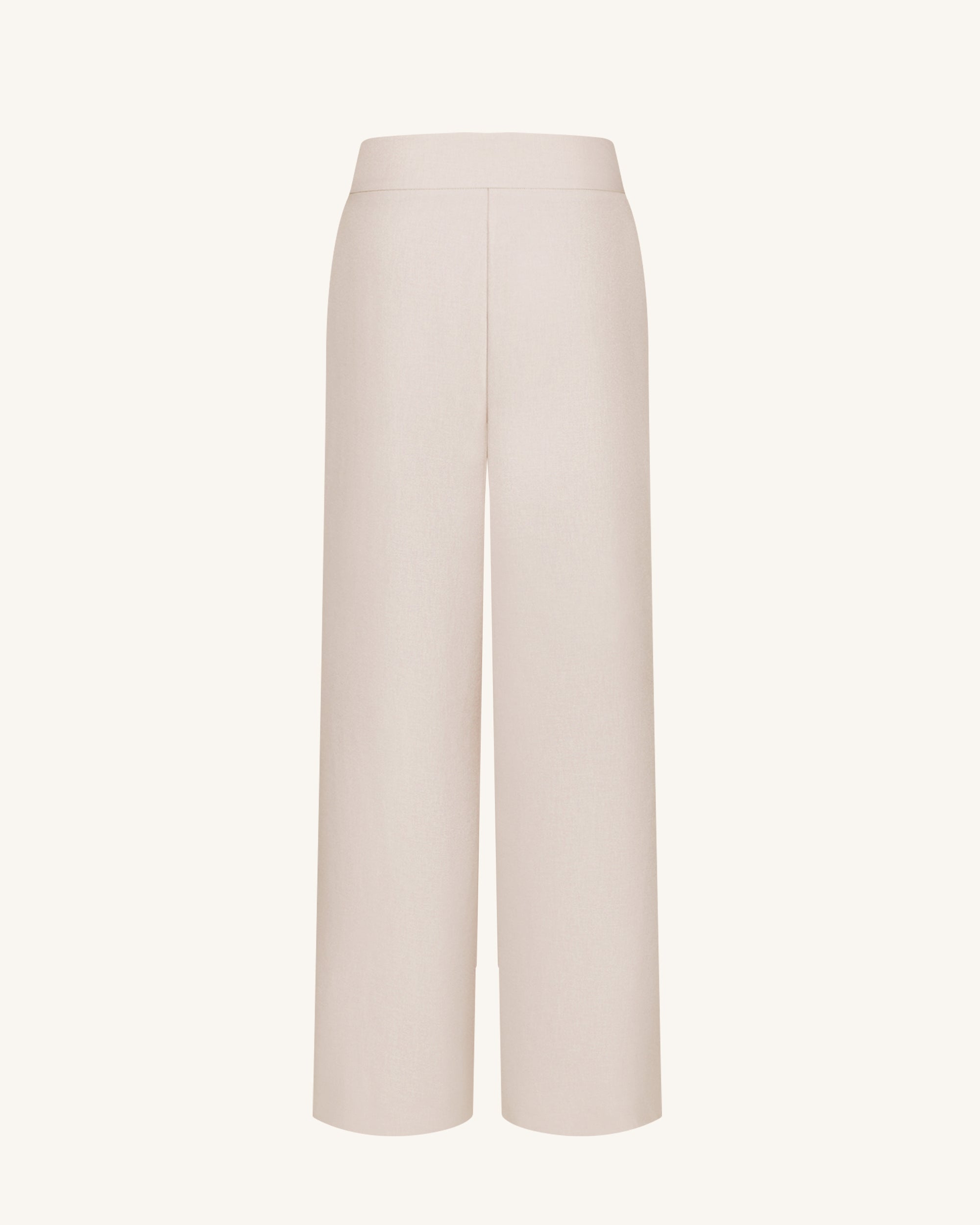 Pleated Wide-Leg Trousers - Beige