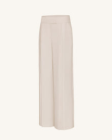 Pleated Wide-Leg Trousers - Beige
