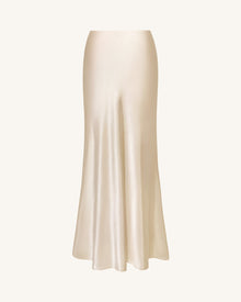 Satin-Feel Draped Maxi Skirt - Cream