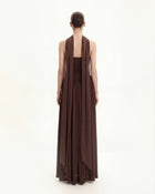 Ruched Panel Strapless Maxi Dress - Brown