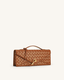Celeste Woven Textured Envelope Top Handle Bag - Brown