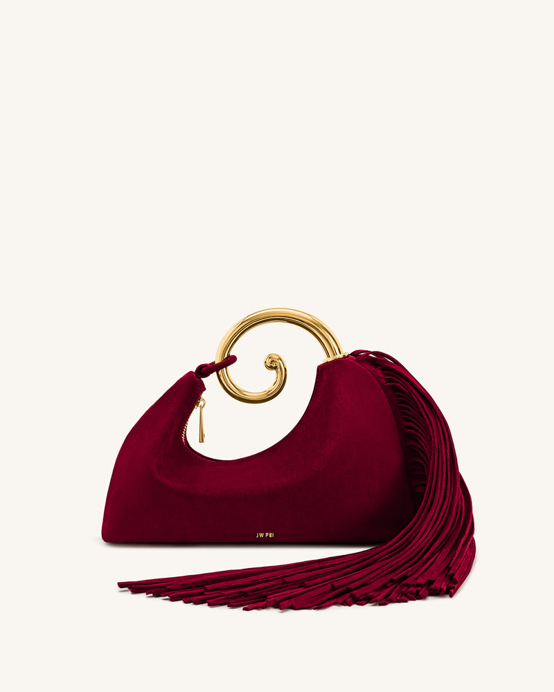 Nell Fringe Hardware Top Handle Bag - Burgundy