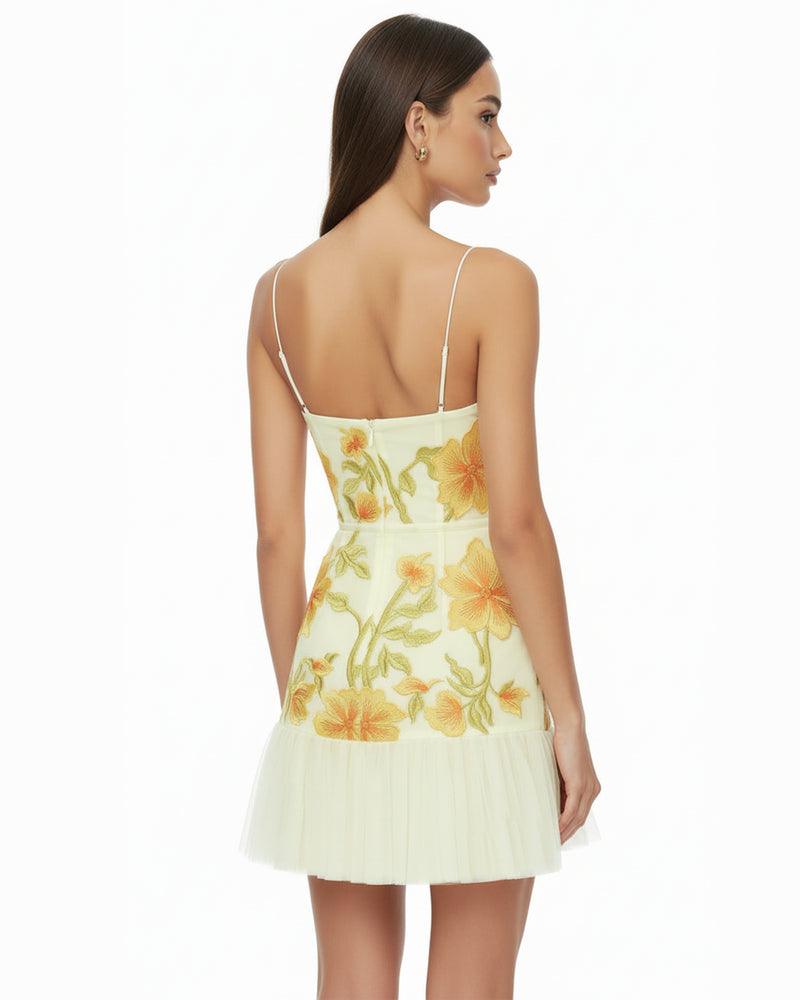 Floral Sling Mini Dress - Marigold