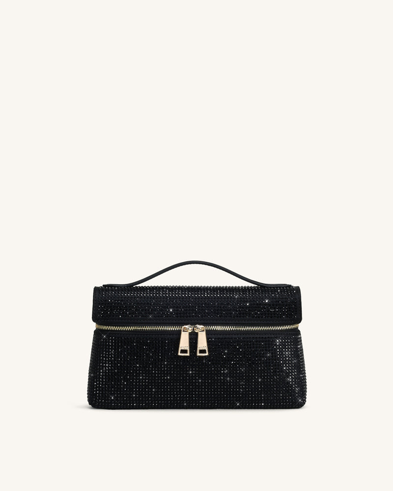 Thea Artificial Crystal Top Handle Bag - Black
