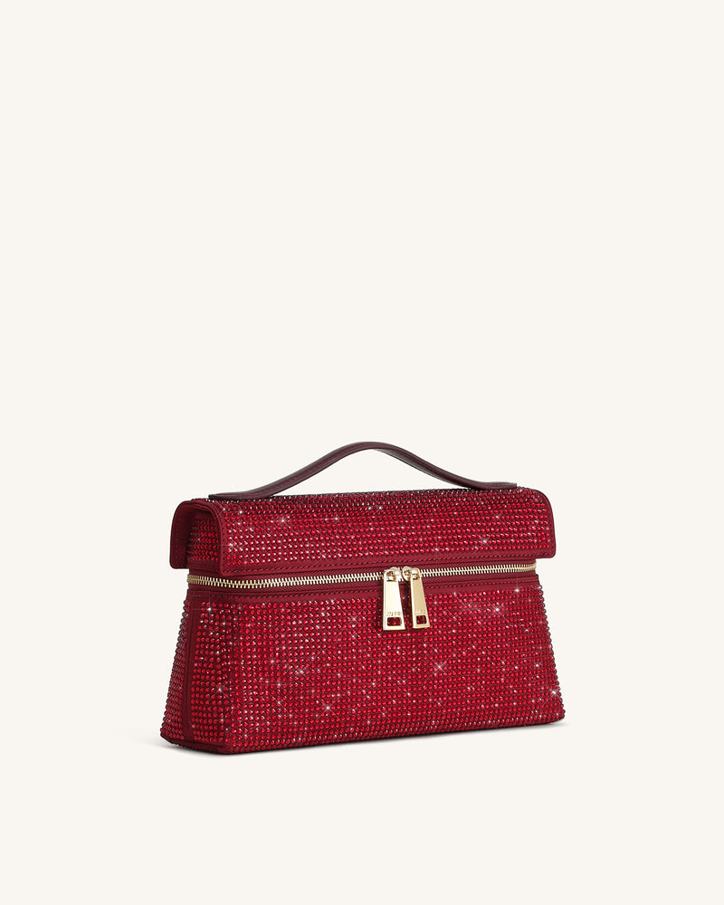 Thea Artificial Crystal Top Handle Bag - Red
