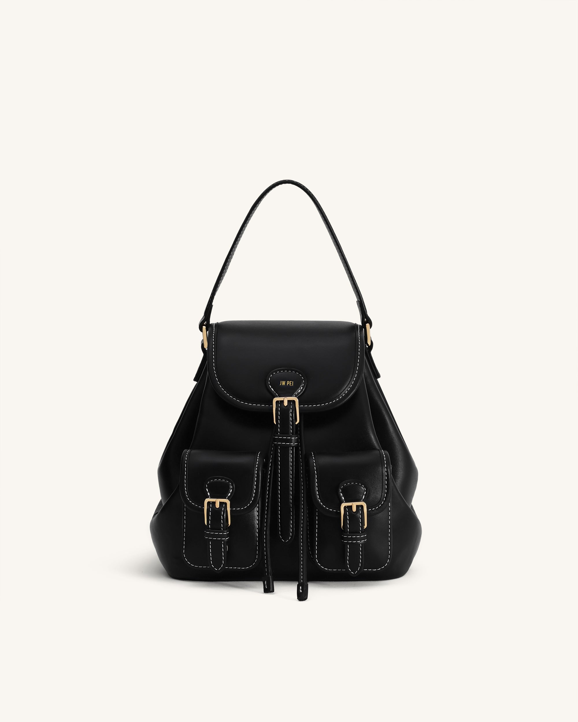 Harper Buckle Pocket Backpack - Black | JW PEI