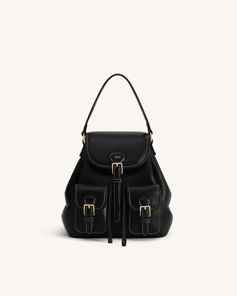 Harper Buckle Pocket Backpack - Black