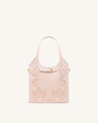 Brooke Mini Belted Embellished Orchid Beaded Top Handle Bag - Pink