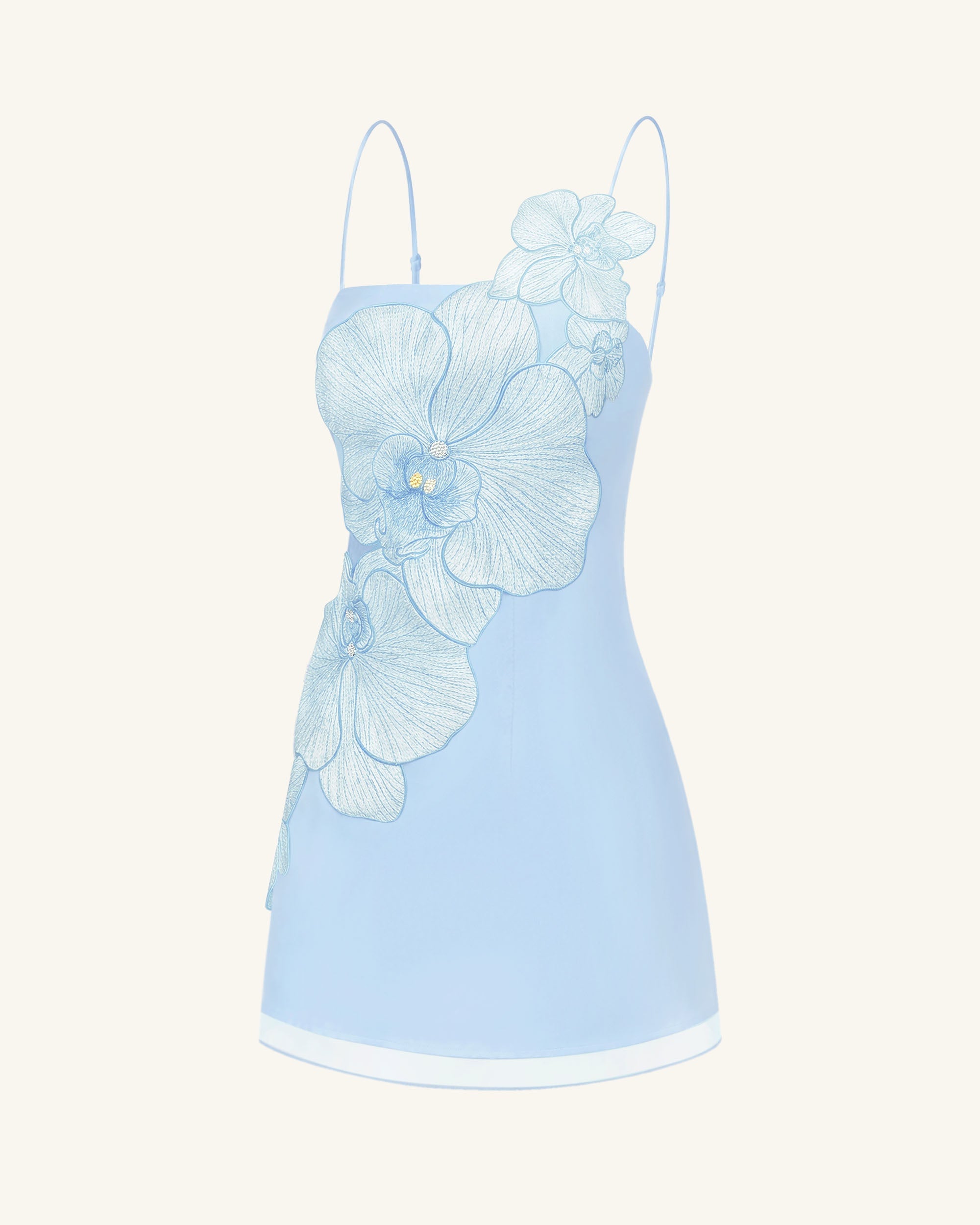 Orchid Appliqué Mini Dress - Blue