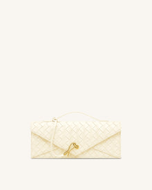 Celeste Woven Textured Envelope Top Handle Bag - Ivory